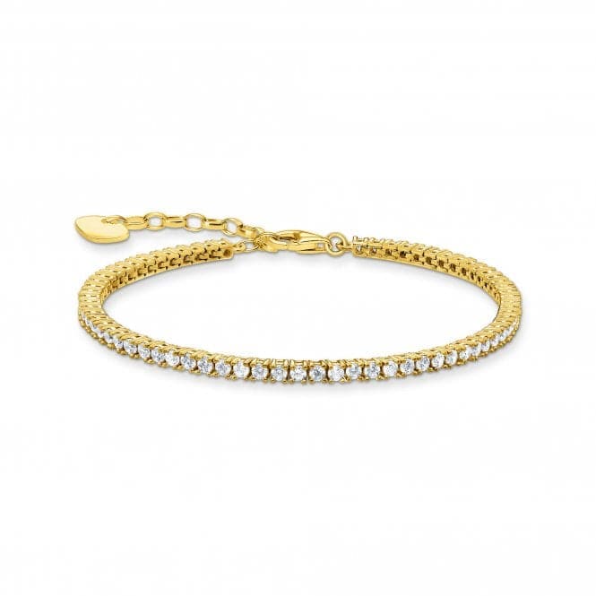 Sterling Silver Gold Plated White Tennis Bracelet A2021 - 414 - 14 - L19VThomas Sabo Sterling SilverA2021 - 414 - 14