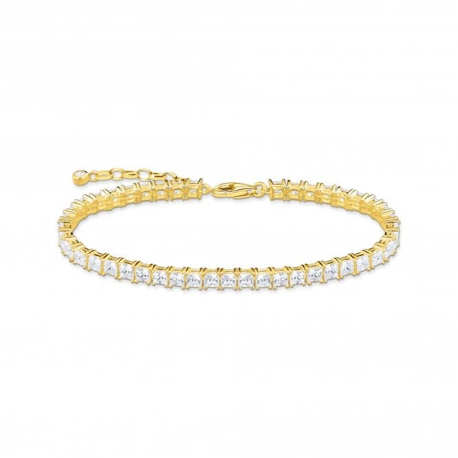 Sterling Silver Gold Plated White Tennis Bracelet A2029 - 414 - 14 - L19VThomas Sabo Sterling SilverA2029 - 414 - 14 - L19V