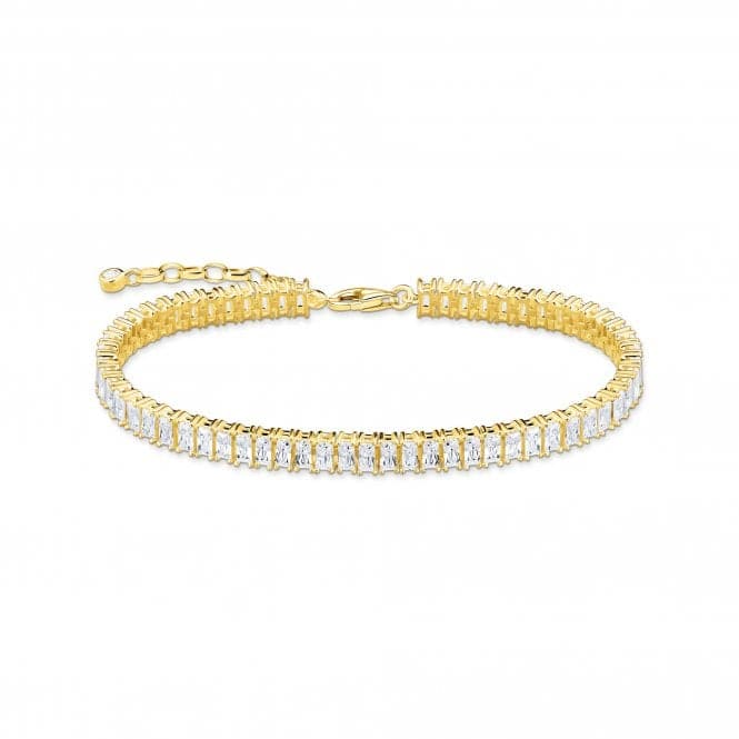 Sterling Silver Gold Plated White Tennis Bracelet A2030 - 414 - 14 - L19VThomas Sabo Sterling SilverA2030 - 414 - 14