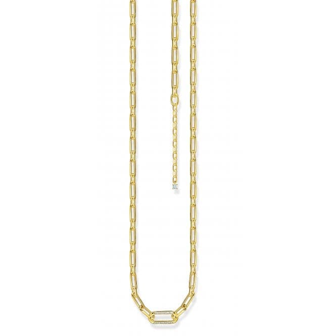 Sterling Silver Gold Plated White Zirconia Links Necklace KE2110 - 414 - 14 - L45VThomas Sabo Sterling SilverKE2110 - 414 - 14