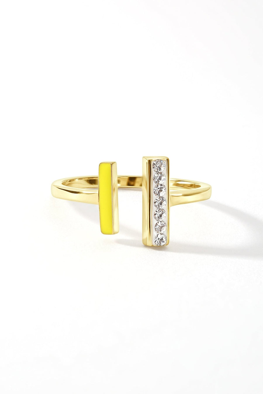 Sterling Silver Gold Plated Yellow Enamel & Crystal Open RingThe Fine CollectiveBA0072961 - P