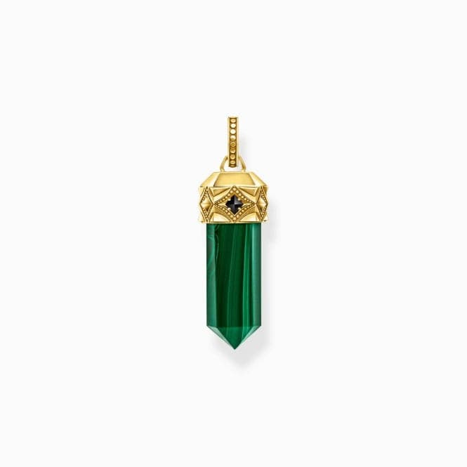 Sterling Silver Gold Plated Zirconia Green Hexagon Shaped Pendant PE964 - 414 - 6Thomas Sabo Sterling SilverPE964 - 414 - 6