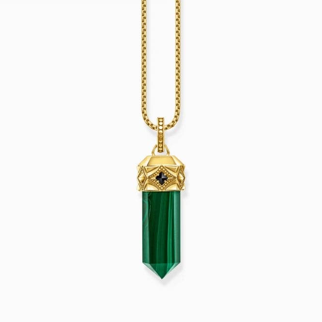 Sterling Silver Gold Plated Zirconia Green Hexagon Shaped Pendant PE964 - 414 - 6Thomas Sabo Sterling SilverPE964 - 414 - 6