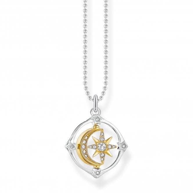 Sterling Silver Gold Plated Zirconia Moon &amp; Star Necklace KE1966 - 414 - 7 - L42VThomas Sabo Sterling SilverKE1966 - 414 - 7 - L42V