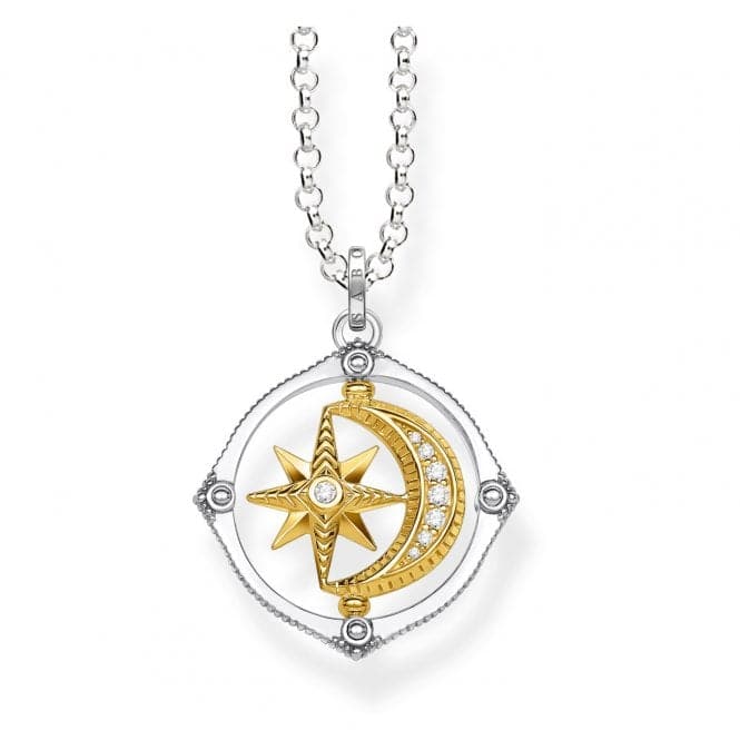 Sterling Silver Gold Plated Zirconia Moon & Stars Necklace KE1985 - 556 - 7 - L50VThomas Sabo Sterling SilverKE1985 - 556 - 7 - L50V