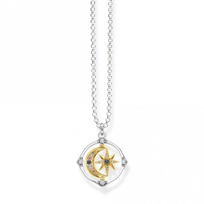 Sterling Silver Gold Plated Zirconia Moon & Stars Necklace KE1985 - 556 - 7 - L50VThomas Sabo Sterling SilverKE1985 - 556 - 7 - L50V