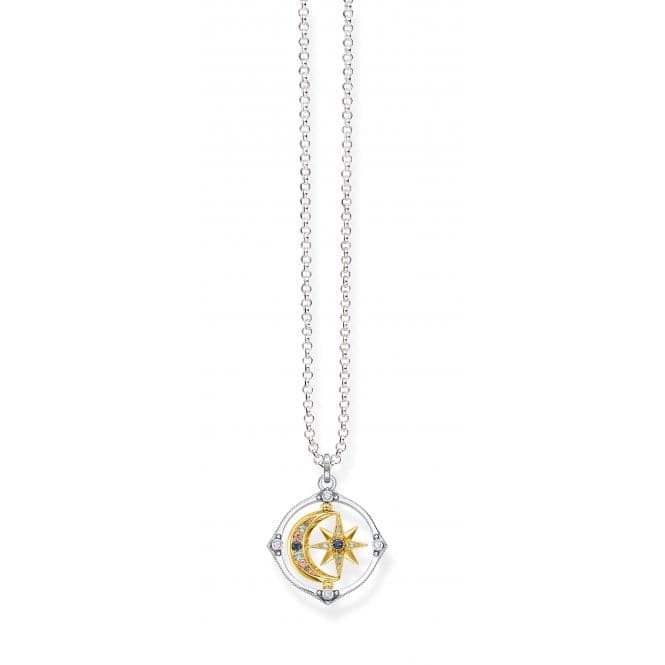 Sterling Silver Gold Plated Zirconia Moon & Stars Necklace KE1985 - 556 - 7 - L50VThomas Sabo Sterling SilverKE1985 - 556 - 7 - L50V