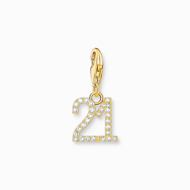 Sterling Silver Gold Plated Zirconia Number 21 Charm 2140 - 414 - 39Thomas Sabo Charm Club Charmista2140 - 414 - 39