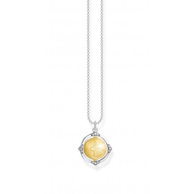 Sterling Silver Gold Plated Zirconia Vintage Globe Necklace KE1965 - 849 - 39 - L42VThomas Sabo Sterling SilverKE1965 - 849 - 39 - L42V