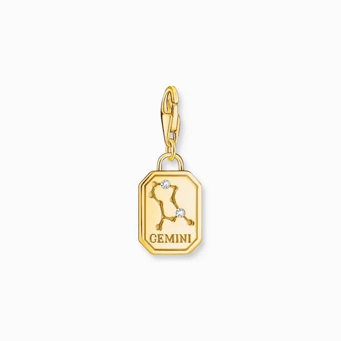 Sterling Silver Gold Plated Zirconia Zodiac Sign Gemini Charm 2157 - 414 - 39Thomas Sabo Charm Club Charmista2157 - 414 - 39