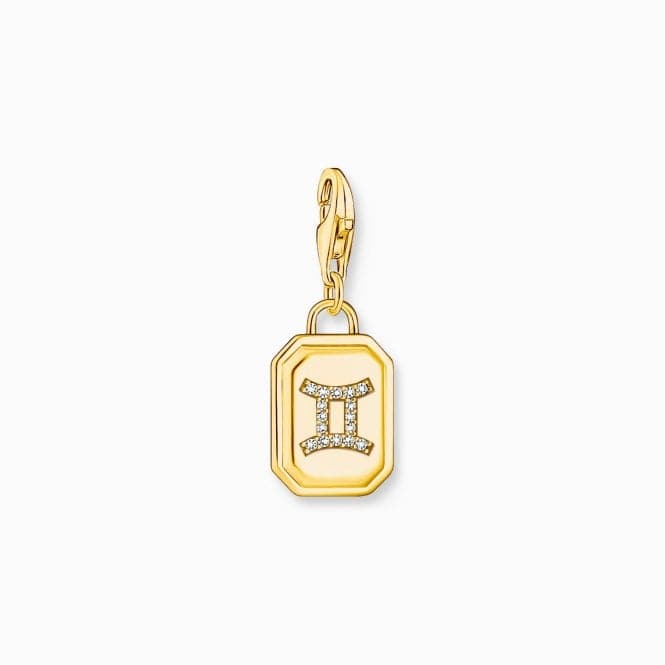 Sterling Silver Gold Plated Zirconia Zodiac Sign Gemini Charm 2157 - 414 - 39Thomas Sabo Charm Club Charmista2157 - 414 - 39