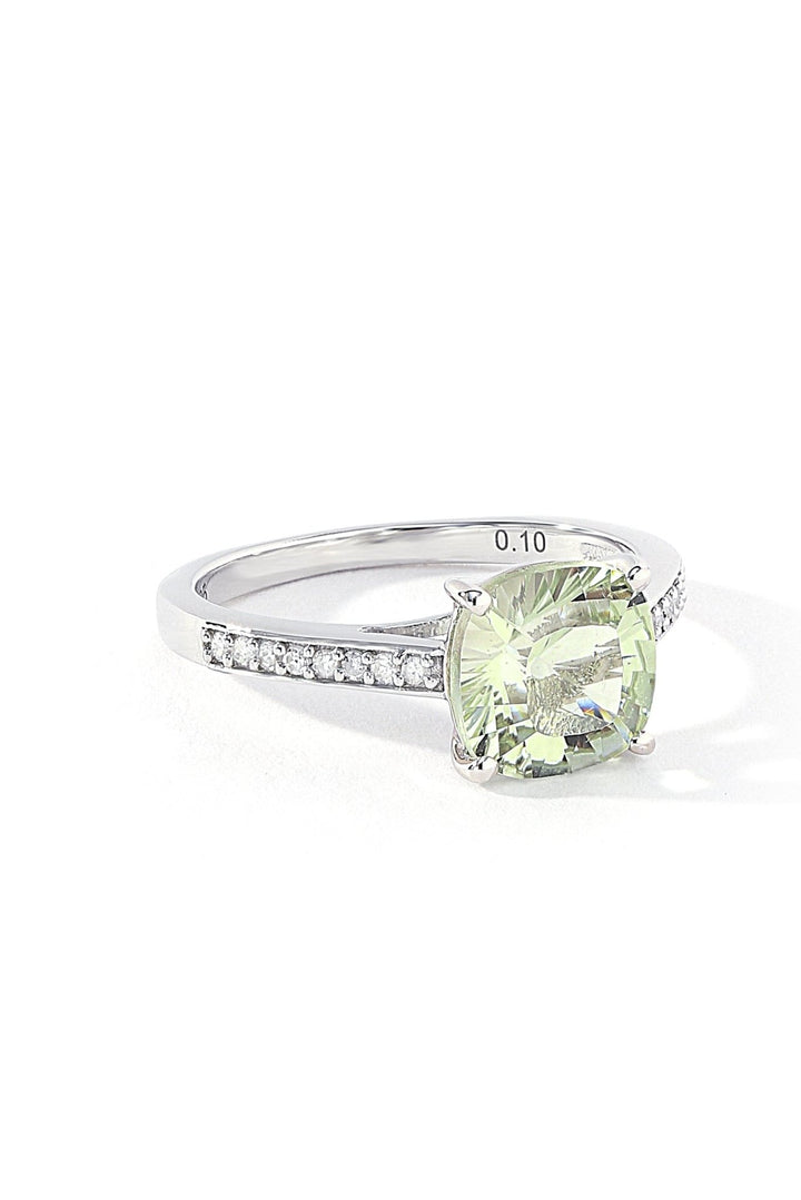 Sterling Silver Green Amethyst and 0.10ct Diamond RingThe Fine CollectiveBA0073854 - L