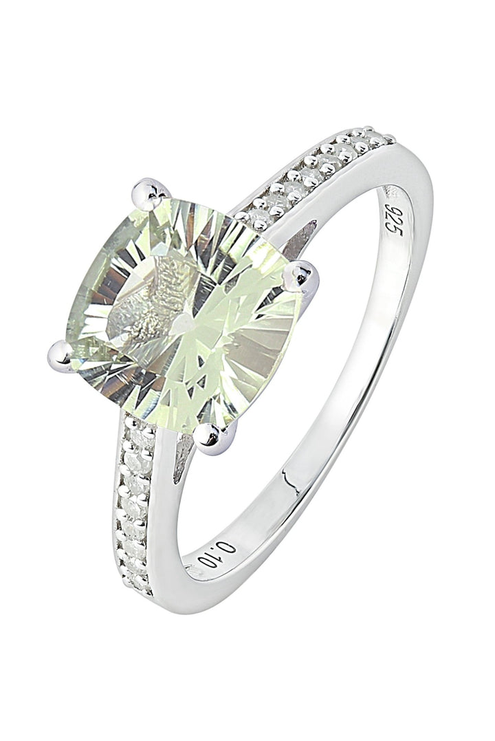 Sterling Silver Green Amethyst and 0.10ct Diamond RingThe Fine CollectiveBA0073854 - L