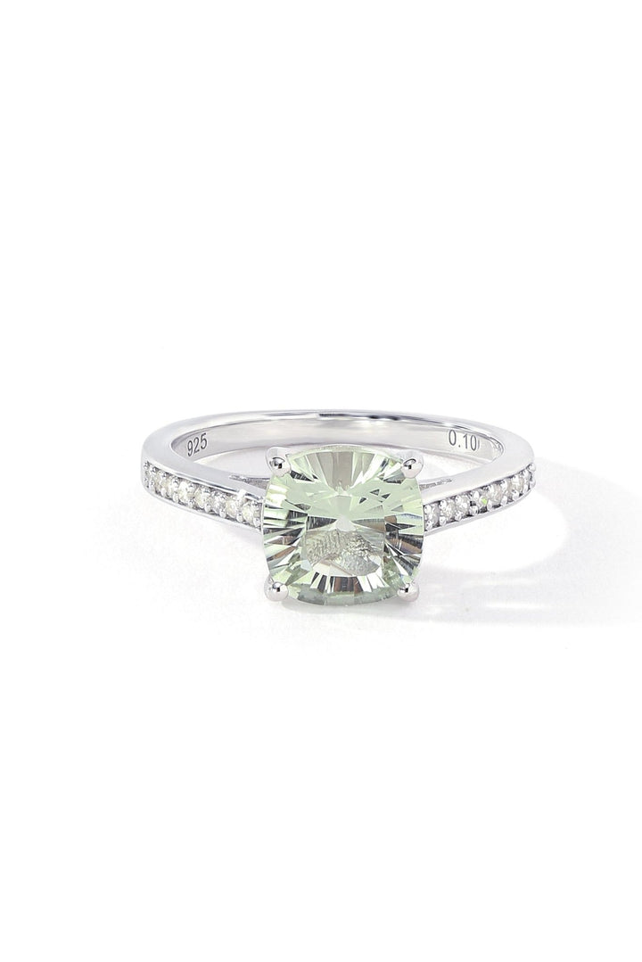 Sterling Silver Green Amethyst and 0.10ct Diamond RingThe Fine CollectiveBA0073854 - L