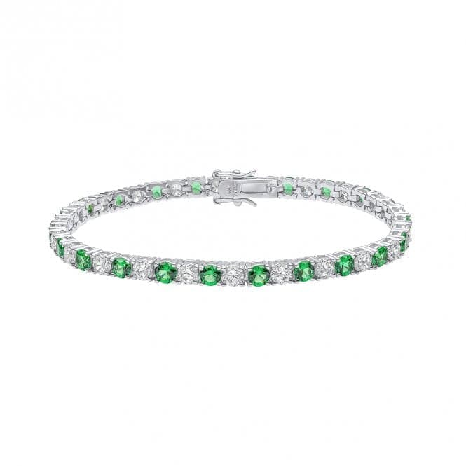 Sterling Silver Green and Clear Cubic Zirconia Bracelet B5473DiamonfireB5473