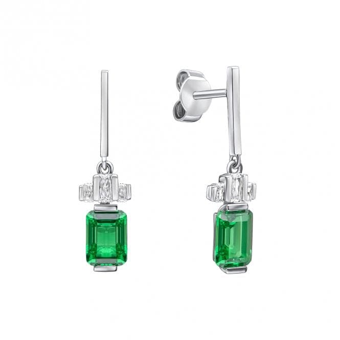 Sterling Silver Green and Clear Cubic Zirconia Earrings E6408DiamonfireE6408