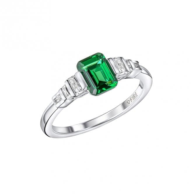 Sterling Silver Green and Clear Cubic Zirconia Ring R3870DiamonfireR3870 16