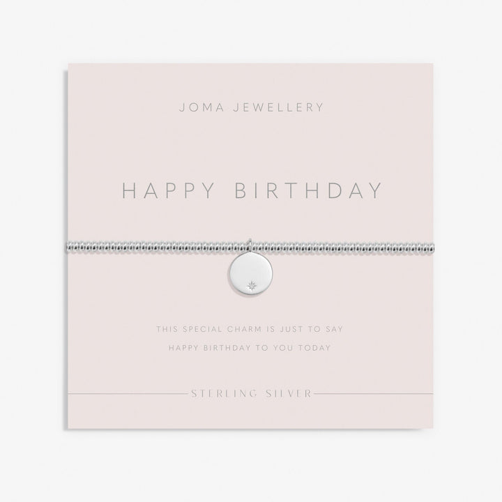 Sterling Silver Happy Birthday Cubic Zirconia Disc Bracelet JJS0060Joma JewelleryJJS0060