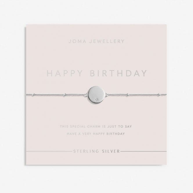 Sterling Silver Happy Birthday Disc Zirconia 16cm + 3cm Bracelet JJS0001Joma JewelleryJJS0001