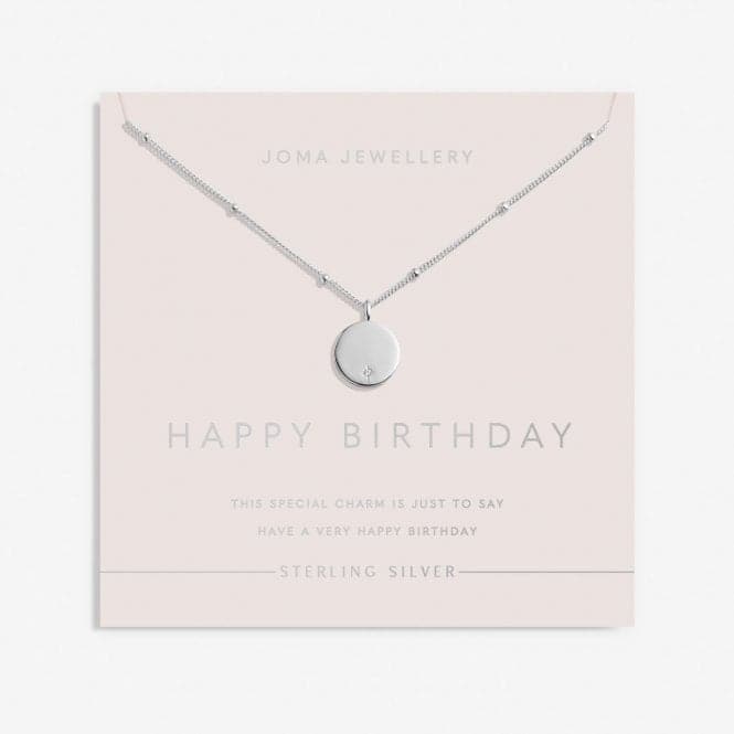 Sterling Silver Happy Birthday Disc Zirconia 46cm + 5cm Necklace JJS0013Joma JewelleryJJS0013