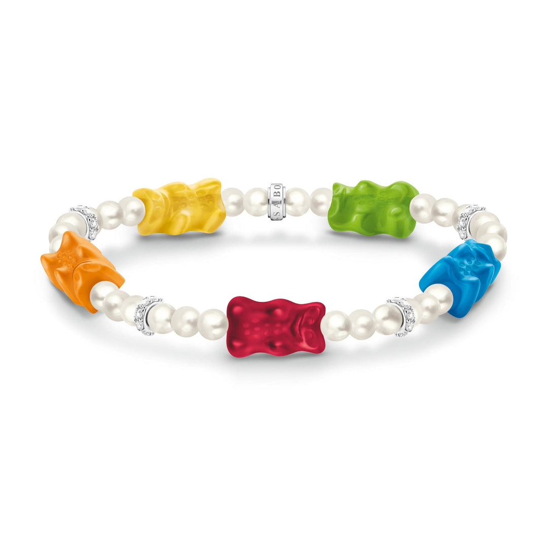 Sterling Silver HARIBO Colourful Goldbears Zirconia Pearl Bracelet A2153 - 052 - 7Thomas Sabo Sterling SilverA2153 - 052 - 7 - L15