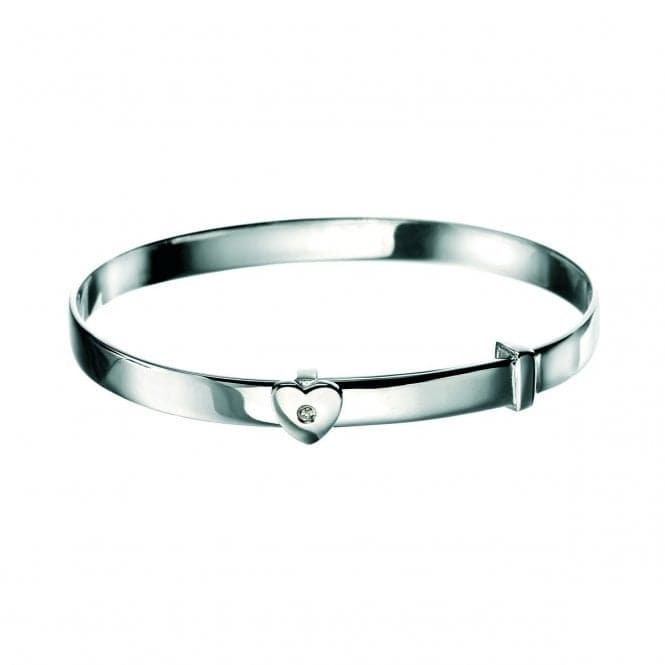 Sterling Silver Heart Baby Bangle B773D for DiamondB773