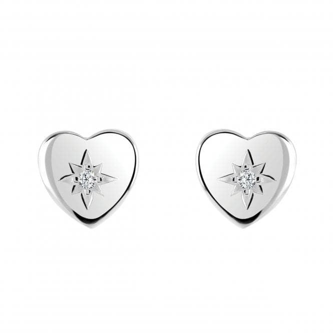 Sterling Silver Heart Cubic Zirconia in Star Stud Earrings 3090CZDew3090CZ