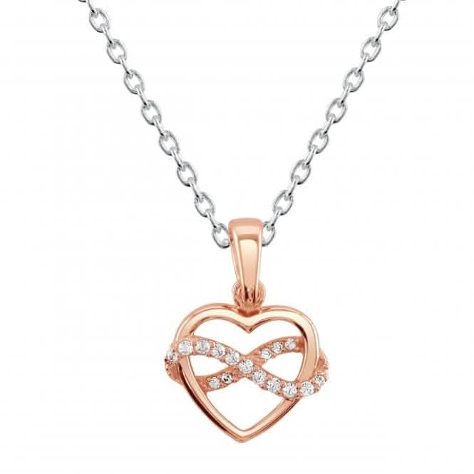 Sterling Silver Heart Infinity Rose Gold Plate &amp; Cubic Zirconia Pendant 9318RGCZDew9318RGCZ