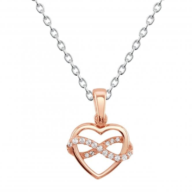 Sterling Silver Heart Infinity Rose Gold Plate & Cubic Zirconia Pendant 9318RGCZDew9318RGCZ