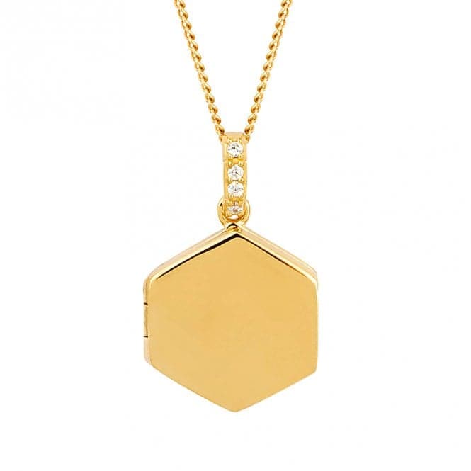 Sterling Silver Hexagonal Zirconia Gold Locket Pendant P5098CFiorelli SilverP5098C