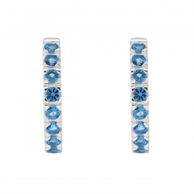 Sterling Silver Huggie Blue Cubic Zirconia Stud Earrings 5427BLZDew5427BLZ