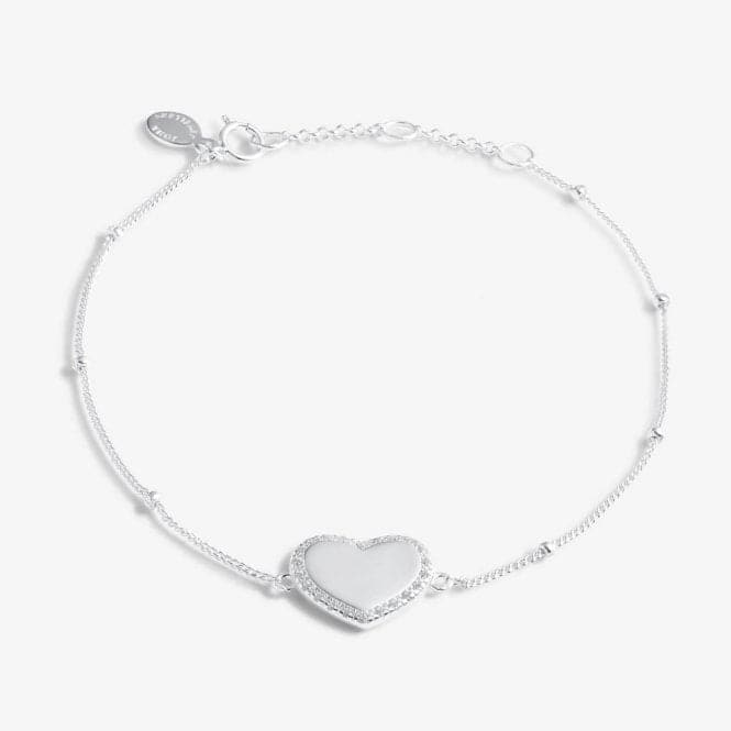 Sterling Silver I Love You Heart Pave 16cm + 3cm Bracelet JJS0002Joma JewelleryJJS0002