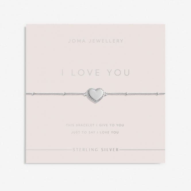 Sterling Silver I Love You Heart Pave 16cm + 3cm Bracelet JJS0002Joma JewelleryJJS0002