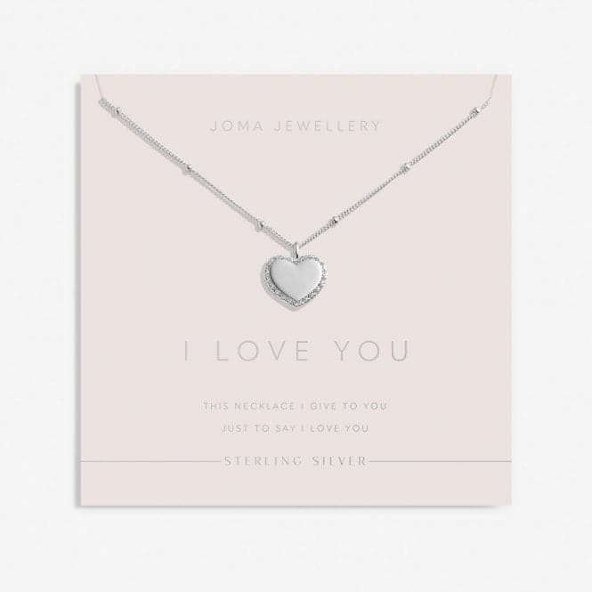 Sterling Silver I Love You Heart Pave 46cm + 5cm Necklace JJS0014Joma JewelleryJJS0014