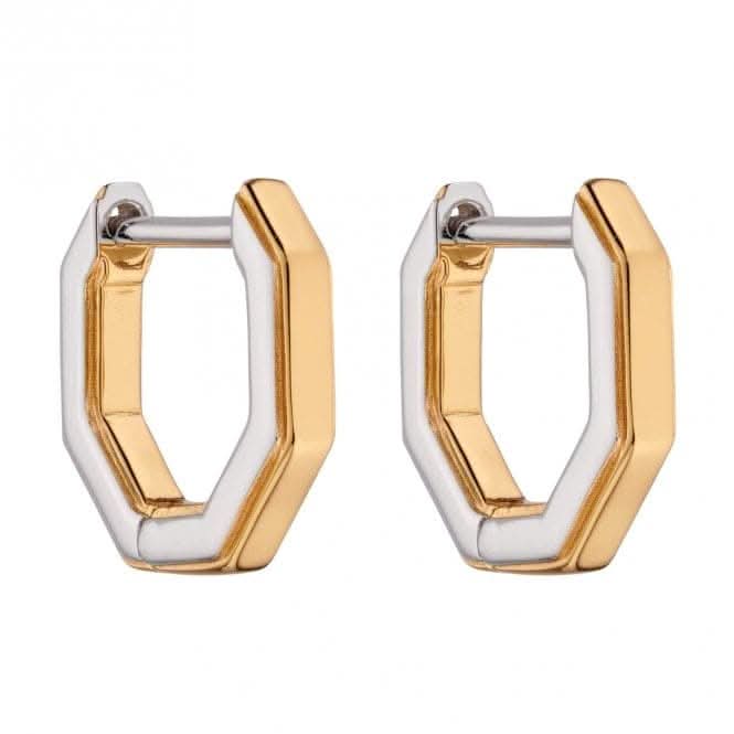 Sterling Silver Layered Octagon Yellow Gold Hoop Earrings E6134Fiorelli SilverE6134