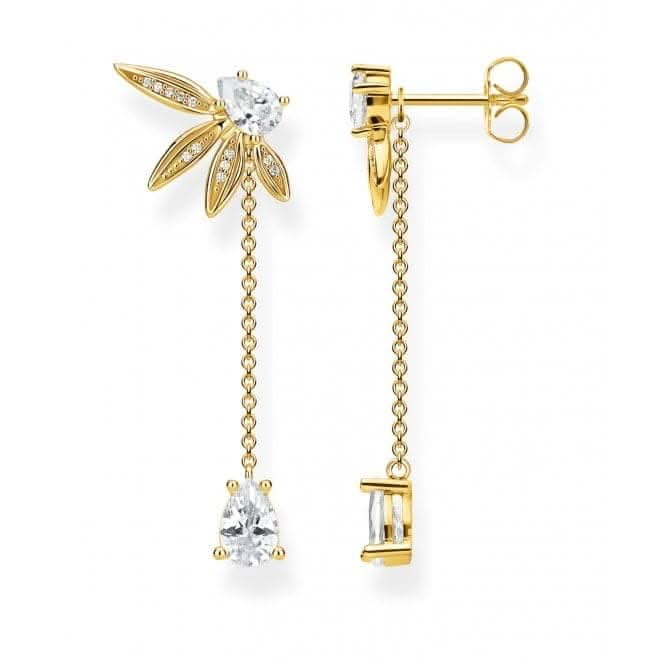 Sterling Silver Leaves With Chain Large Gold Earrings H2105 - 414 - 14Thomas Sabo Sterling SilverH2105 - 414 - 14