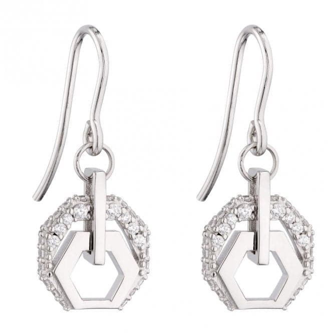 Sterling Silver Linked Hexagonal Zirconia Earrings E6132CFiorelli SilverE6132C