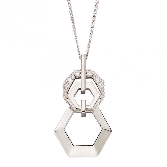 Sterling Silver Linked Hexagonal Zirconia Pendant P5076CFiorelli SilverP5076C