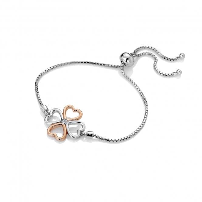 Sterling Silver Lucky in Love Rose Gold Accents Bracelet DL604Hot DiamondsDL604
