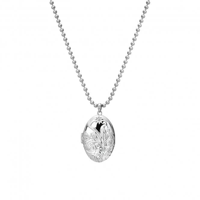 Sterling Silver Memories Engraved Oval Locket Pendant DP773Hot DiamondsDP773