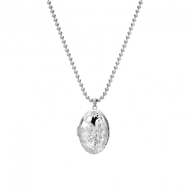 Sterling Silver Memories Engraved Oval Locket Pendant DP773Hot DiamondsDP773
