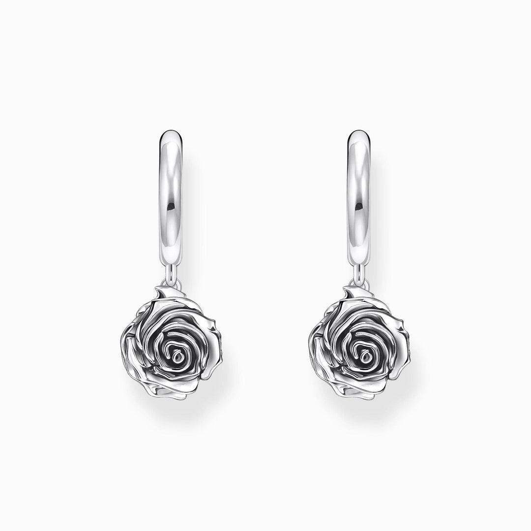 Sterling Silver Midnight Rose Hoop Earrings CR757 - 637 - 21Thomas Sabo Sterling SilverCR757 - 637 - 21