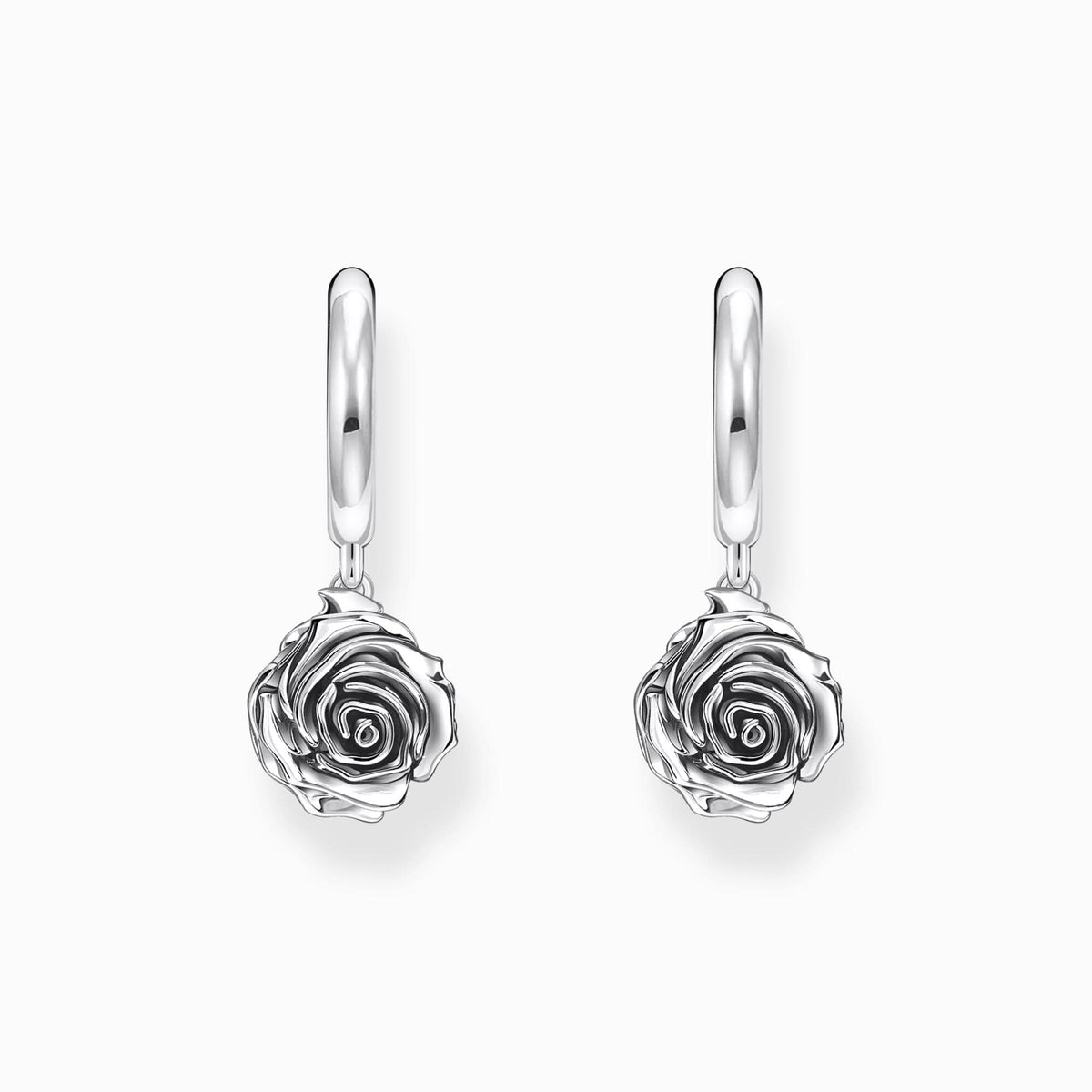 Sterling Silver Midnight Rose Hoop Earrings CR757 - 637 - 21Thomas Sabo Sterling SilverCR757 - 637 - 21