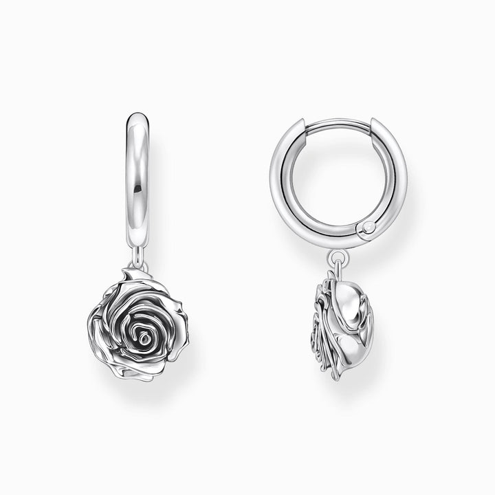 Sterling Silver Midnight Rose Hoop Earrings CR757 - 637 - 21Thomas Sabo Sterling SilverCR757 - 637 - 21