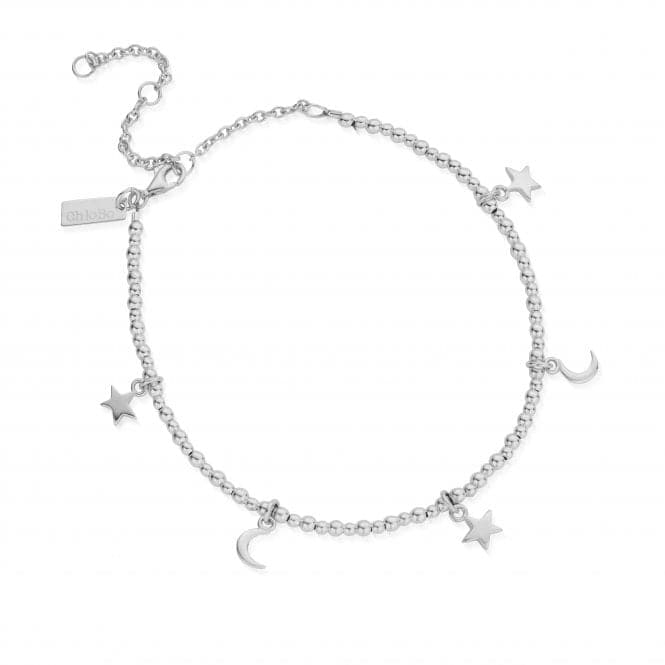 Sterling Silver Mini Cute Moon & Stars Anklet SANMC8061104ChloBoSANMC8061104