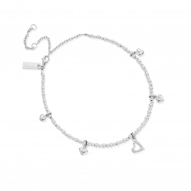 Sterling Silver Mini Cute Multi Heart Anklet SANMC1199399ChloBoSANMC1199399