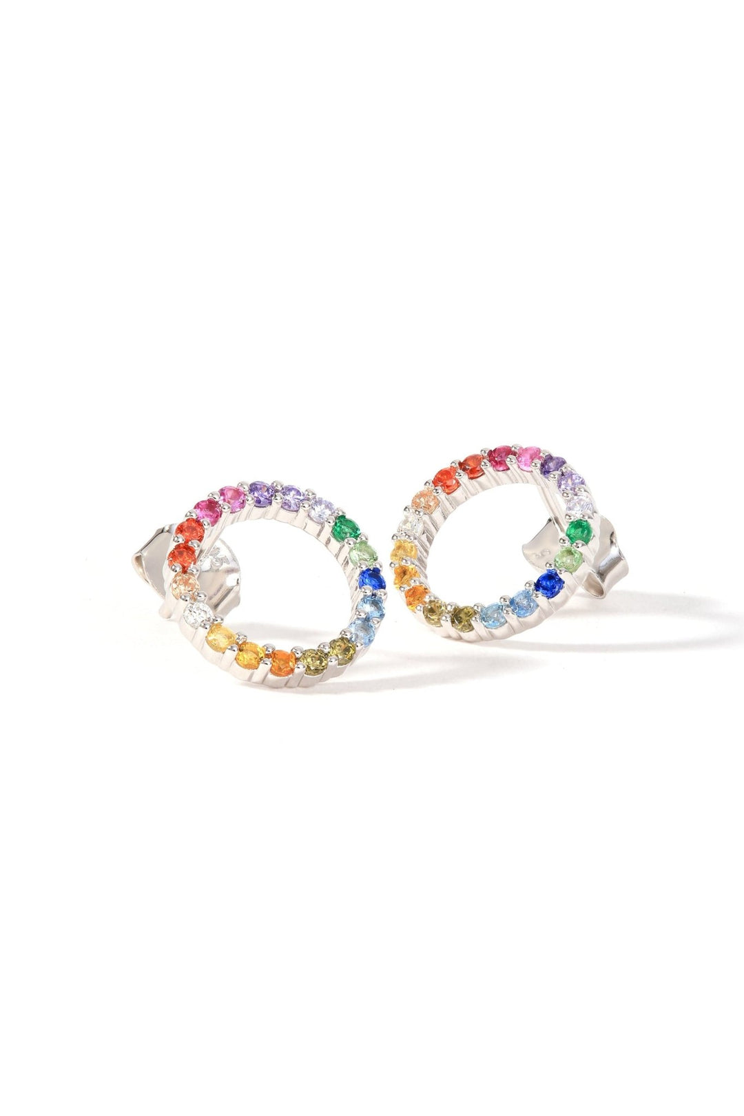 Sterling Silver Multi - Colour Cubic Zirconia Halo Stud EarringsThe Fine CollectiveBA0059092