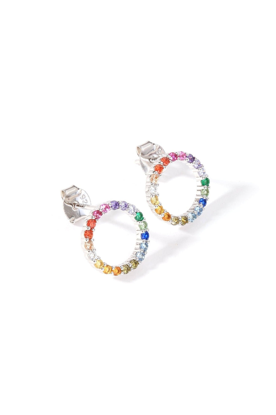 Sterling Silver Multi - Colour Cubic Zirconia Halo Stud EarringsThe Fine CollectiveBA0059092