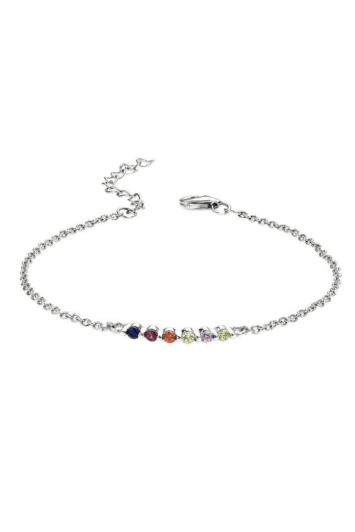 Sterling Silver Multi - colour Stone Bar BraceletThe Fine CollectiveBA0063047