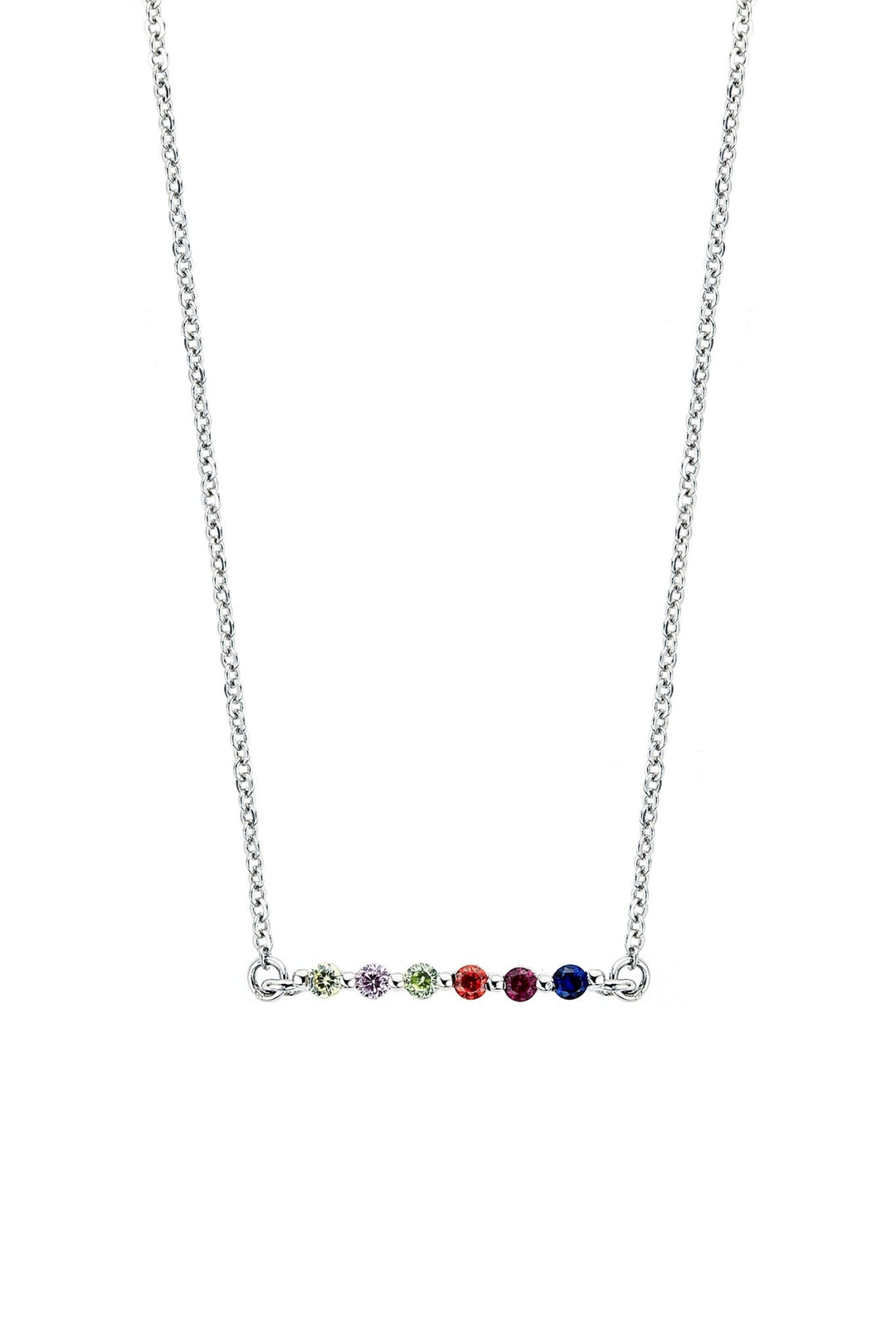 Sterling Silver Multi - colour Stone Bar NecklaceThe Fine CollectiveBA0063046